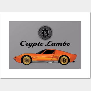 Crypto Lambo BlackLogo Posters and Art